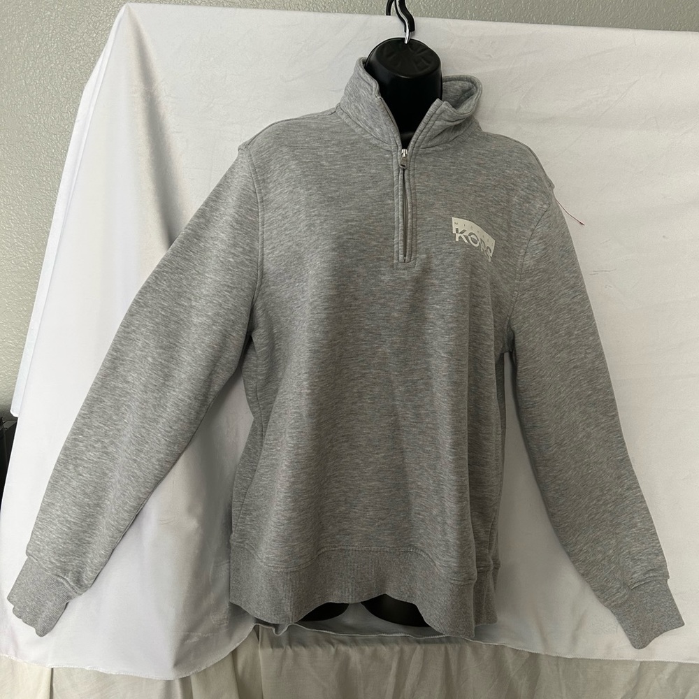 Michael Kors Women’s Large light gray pullover sweatshirt with half zipper